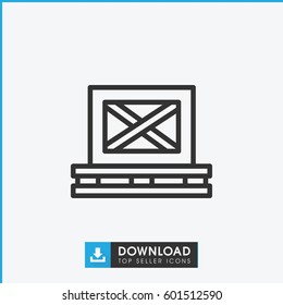 cargo on palette icon. simple outline cargo on palette vector icon. on white background.