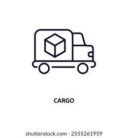 cargo outline icon.  Thin line icon from delivery and logistic collection. Editable vector isolated on white background