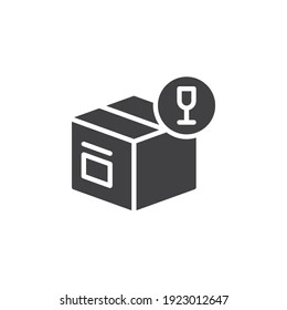 Icono de vector frágil de empaquetado de carga. signo plano relleno para concepto móvil y diseño web. Caja de logística e icono de glifo de vidrio. Símbolo de entrega de paquetes, ilustración del logotipo. Gráficos vectoriales