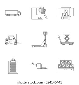Cargo packing icons set. Outline illustration of 9 cargo packing vector icons for web
