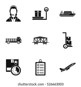 Cargo packing icons set. Simple illustration of 9 cargo packing vector icons for web