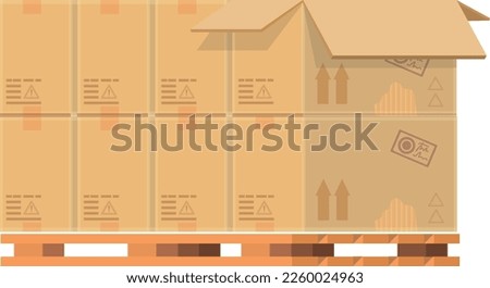 Cargo pallet with cardboard boxes. Shipping service freight