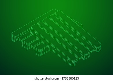 Pallet de carga para almacén. Concepto de transporte logístico. Ilustración vectorial de malla baja de malla de malla de alambre.