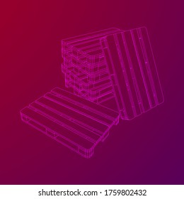 Cargo pallet for warehouse. Logistics shipping concept. Wireframe low poly mesh vector illustration.