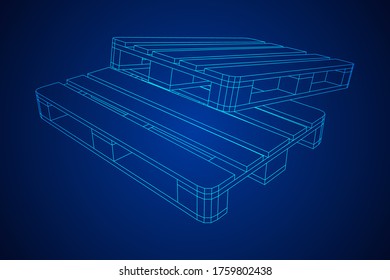 Pallet de carga para almacén. Concepto de transporte logístico. Ilustración vectorial de malla baja de malla de malla de alambre.
