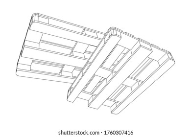 Cargo pallet for warehouse. Logistics shipping concept. Wireframe low poly mesh vector illustration.