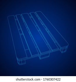 Pallet de carga para almacén. Concepto de transporte logístico. Ilustración vectorial de malla baja de malla de malla de alambre.