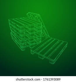 Cargo pallet for warehouse. Logistics shipping concept. Wireframe low poly mesh vector illustration.