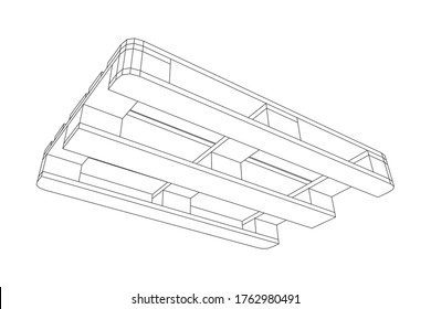 Pallet de carga para almacén. Concepto de transporte logístico. Ilustración vectorial de malla baja de malla de malla de alambre.