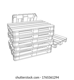 Cargo pallet for warehouse. Logistics shipping concept. Wireframe low poly mesh vector illustration.