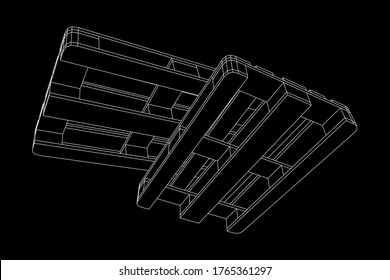 Cargo pallet for warehouse. Logistics shipping concept. Wireframe low poly mesh vector illustration.