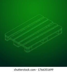 Frachtpalette für Lager. Logistisches Versandkonzept. Wireframe Low-Poly-Mesh, Vektorgrafik.
