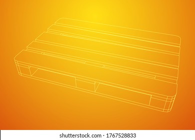 Pallet de carga para almacén. Concepto de transporte logístico. Ilustración vectorial de malla baja de malla de malla de alambre.