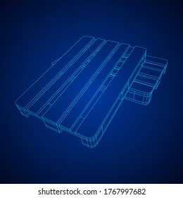 Cargo pallet for warehouse. Logistics shipping concept. Wireframe low poly mesh vector illustration.