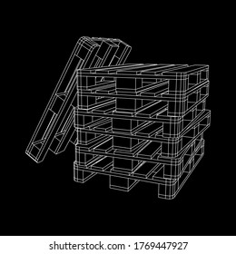 Cargo pallet for warehouse. Logistics shipping concept. Wireframe low poly mesh vector illustration.