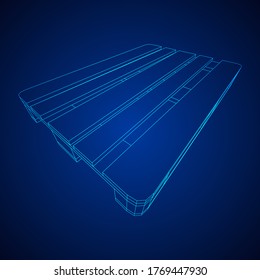 Frachtpalette für Lager. Logistisches Versandkonzept. Wireframe Low-Poly-Mesh, Vektorgrafik.