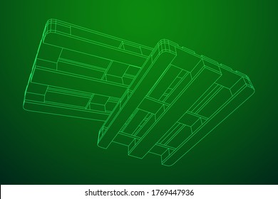 Cargo pallet for warehouse. Logistics shipping concept. Wireframe low poly mesh vector illustration.