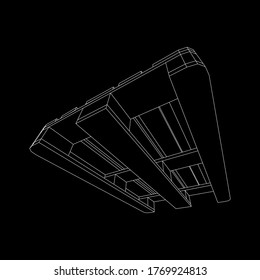Pallet de carga para almacén. Concepto de transporte logístico. Ilustración vectorial de malla baja de malla de malla de alambre.
