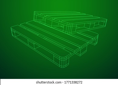 Cargo pallet for warehouse. Logistics shipping concept. Wireframe low poly mesh vector illustration.