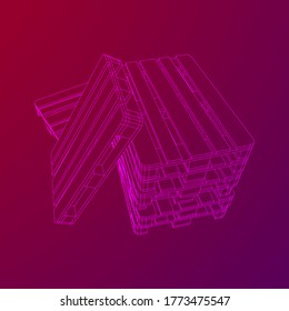 Cargo pallet for warehouse. Logistics shipping concept. Wireframe low poly mesh vector illustration.
