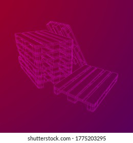 Cargo pallet for warehouse. Logistics shipping concept. Wireframe low poly mesh vector illustration.