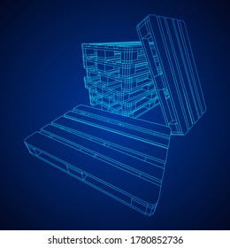 Cargo pallet for warehouse. Logistics shipping concept. Wireframe low poly mesh vector illustration.