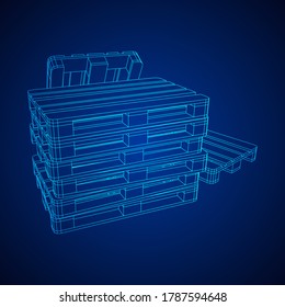 Cargo pallet for warehouse. Logistics shipping concept. Wireframe low poly mesh vector illustration.