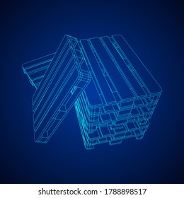 Cargo pallet for warehouse. Logistics shipping concept. Wireframe low poly mesh vector illustration.