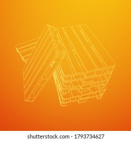 Cargo pallet for warehouse. Logistics shipping concept. Wireframe low poly mesh vector illustration.