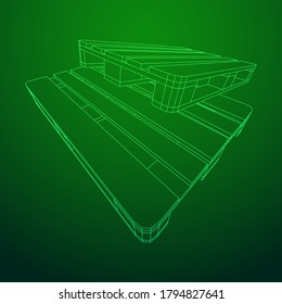 Cargo pallet for warehouse. Logistics shipping concept. Wireframe low poly mesh vector illustration.