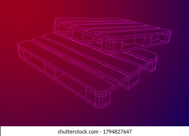 Cargo pallet for warehouse. Logistics shipping concept. Wireframe low poly mesh vector illustration.