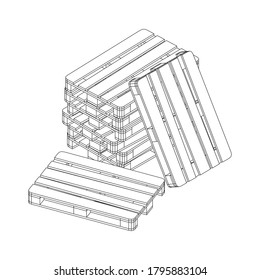 Cargo pallet for warehouse. Logistics shipping concept. Wireframe low poly mesh vector illustration.