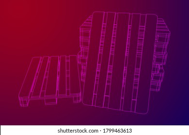 Pallet de carga para almacén. Concepto de transporte logístico. Ilustración vectorial de malla baja de malla de malla de alambre.