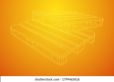 Cargo pallet for warehouse. Logistics shipping concept. Wireframe low poly mesh vector illustration.