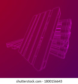 Cargo pallet for warehouse. Logistics shipping concept. Wireframe low poly mesh vector illustration.