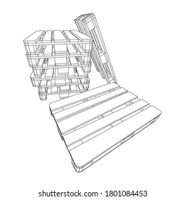 Cargo pallet for warehouse. Logistics shipping concept. Wireframe low poly mesh vector illustration.