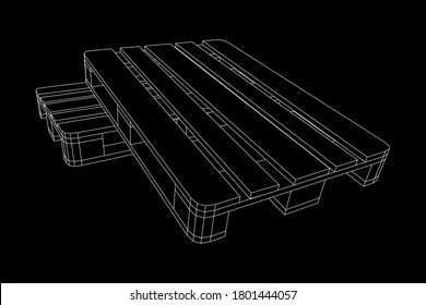 Cargo pallet for warehouse. Logistics shipping concept. Wireframe low poly mesh vector illustration.