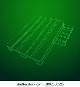 Cargo pallet for warehouse. Logistics shipping concept. Wireframe low poly mesh vector illustration.