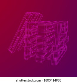 Cargo pallet for warehouse. Logistics shipping concept. Wireframe low poly mesh vector illustration.