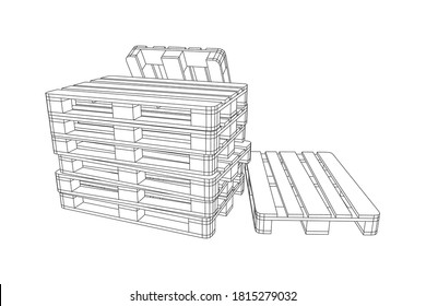 Cargo pallet for warehouse. Logistics shipping concept. Wireframe low poly mesh vector illustration.