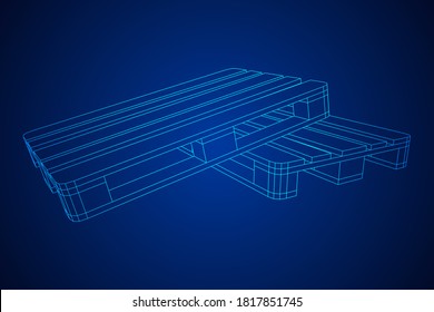 Pallet de carga para almacén. Concepto de transporte logístico. Ilustración vectorial de malla baja de malla de malla de alambre.