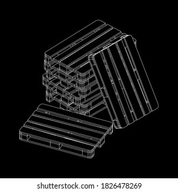 Cargo pallet for warehouse. Logistics shipping concept. Wireframe low poly mesh vector illustration.