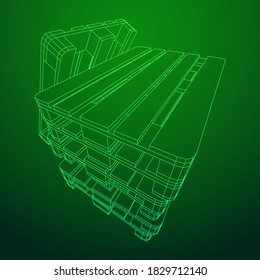 Cargo pallet for warehouse. Logistics shipping concept. Wireframe low poly mesh vector illustration.