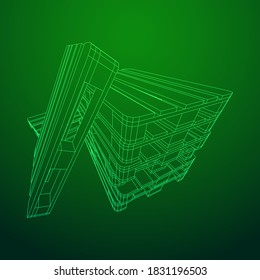 Cargo pallet for warehouse. Logistics shipping concept. Wireframe low poly mesh vector illustration.