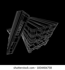 Cargo pallet for warehouse. Logistics shipping concept. Wireframe low poly mesh vector illustration.