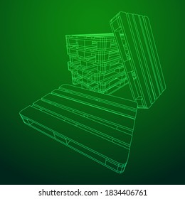 Pallet de carga para almacén. Concepto de transporte logístico. Ilustración vectorial de malla baja de malla de malla de alambre.