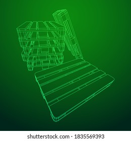 Cargo pallet for warehouse. Logistics shipping concept. Wireframe low poly mesh vector illustration.
