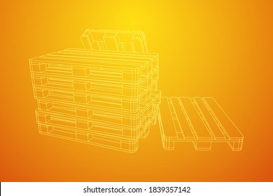 Cargo Pallet For Warehouse. Logistics Shipping Concept. Wireframe Low Poly Mesh Vector Illustration.