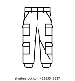 vectores de línea de línea de ropa de pantalones de carga. la ropa de los pantalones de carga. símbolo de contorno aislado ilustración negra