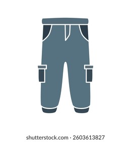 cargo pants icon, simple flat style, illustration, logo sign symbol pictogram template, for ui or ux isolated on white for mobile app, editable